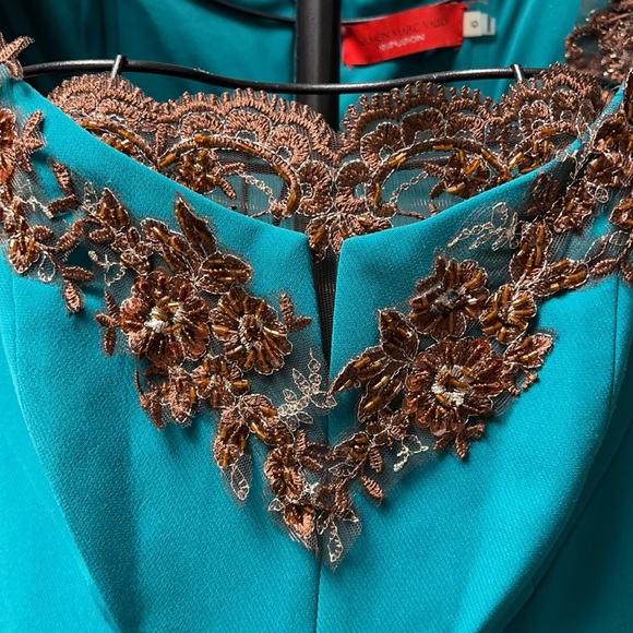 Green Carmen Marc Valvo evening gown sz 6 - Picture 8 of 8